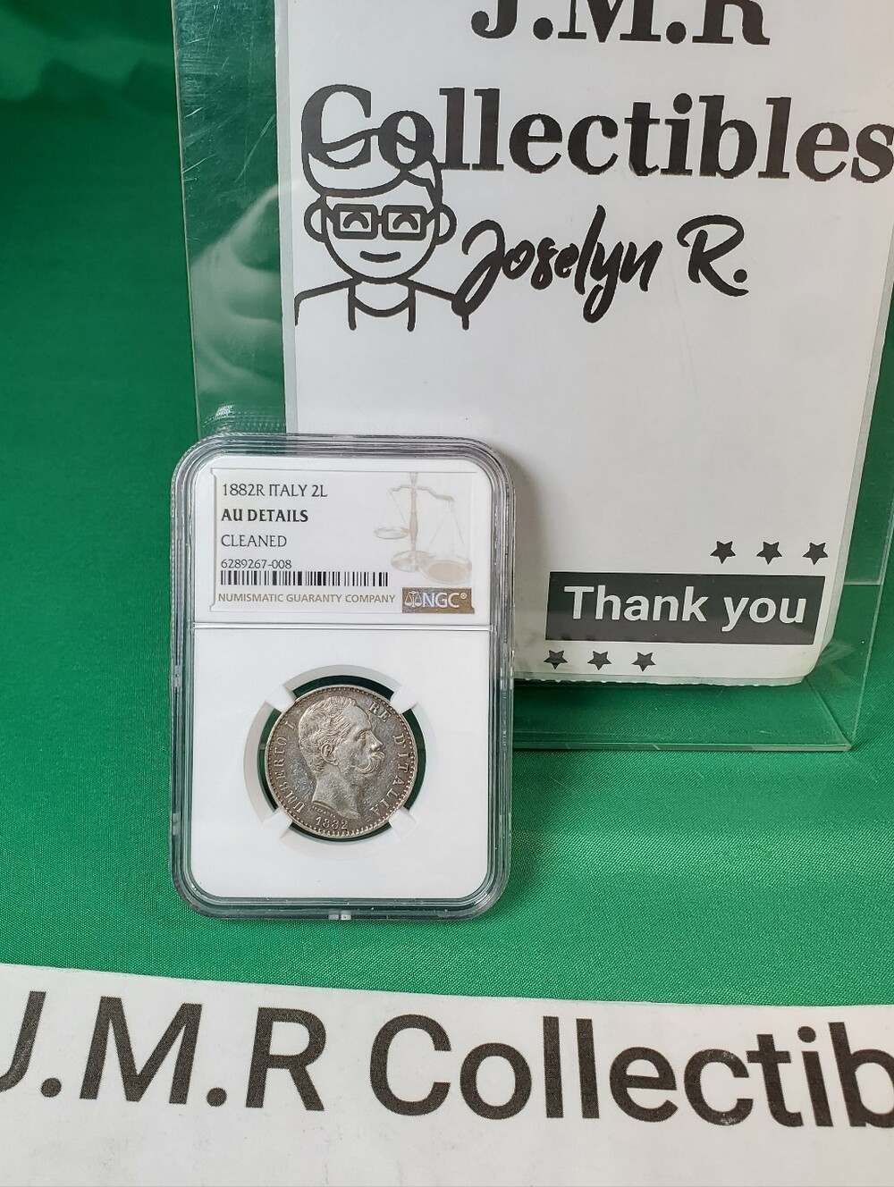 1882 R Italy 2 Lire KM# 23 NGC  AU DETAILS CLEANED